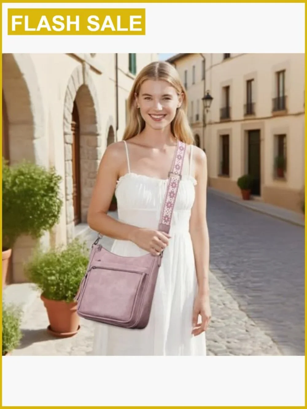 Medium Vegan Leather Crossbody Bag with Tassel, Lightweight Shoulder Handbag